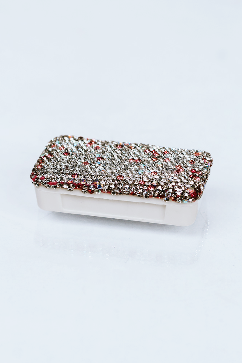 All Rhinestone Top Rectangle Pill Container
