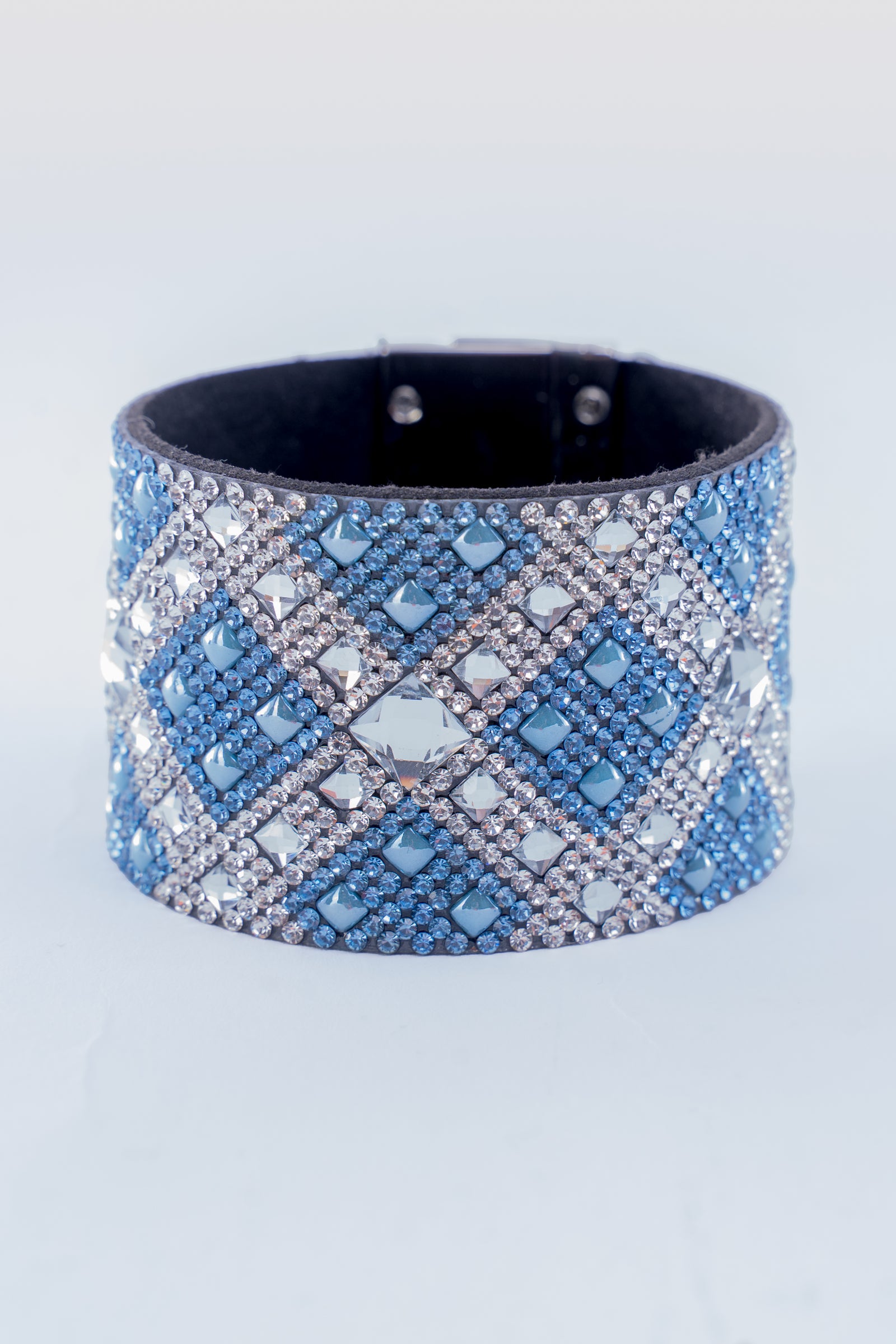 Rhinestone Covered Leather Cuff Bracelet