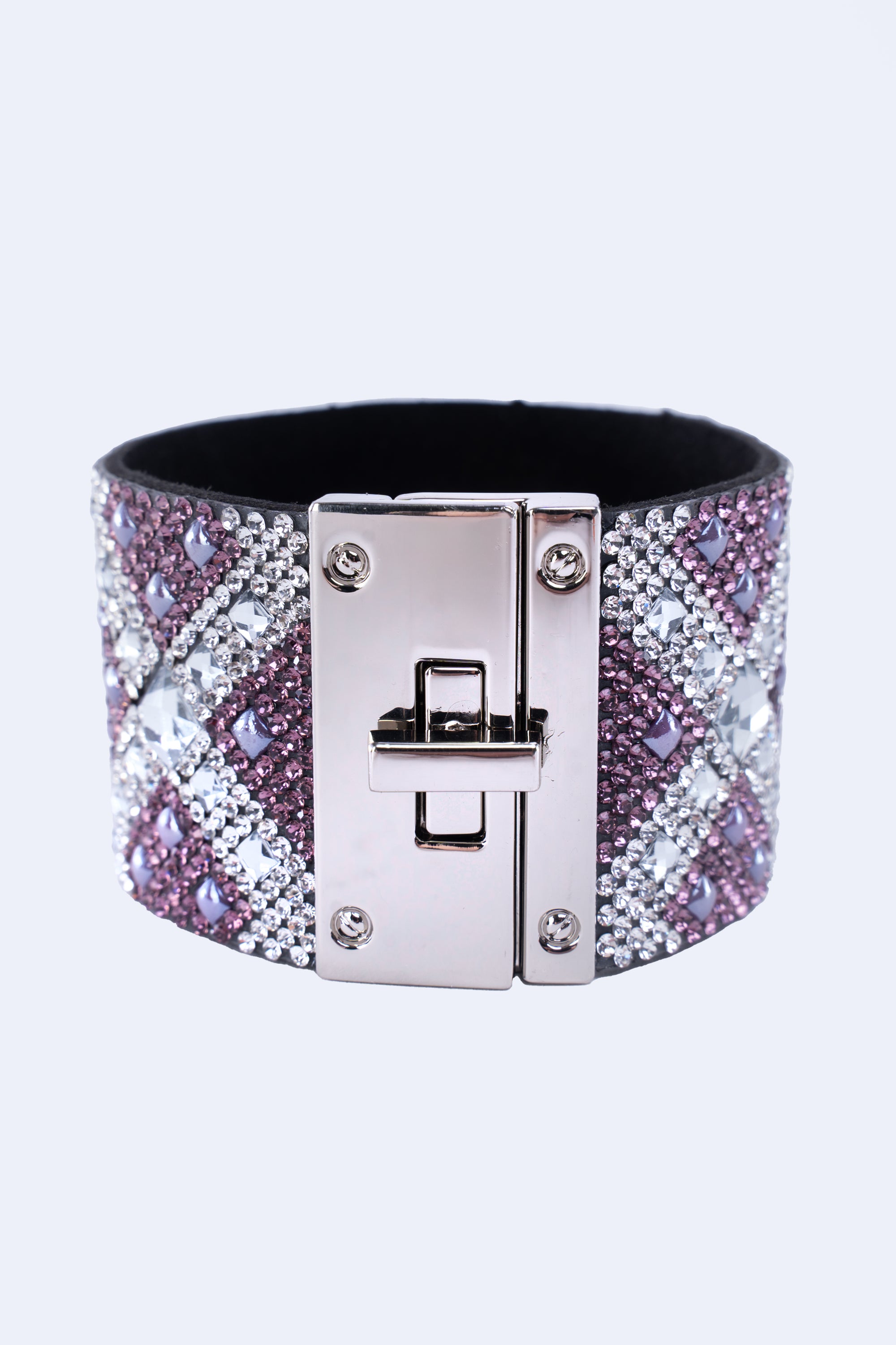 Rhinestone Covered Leather Cuff Bracelet