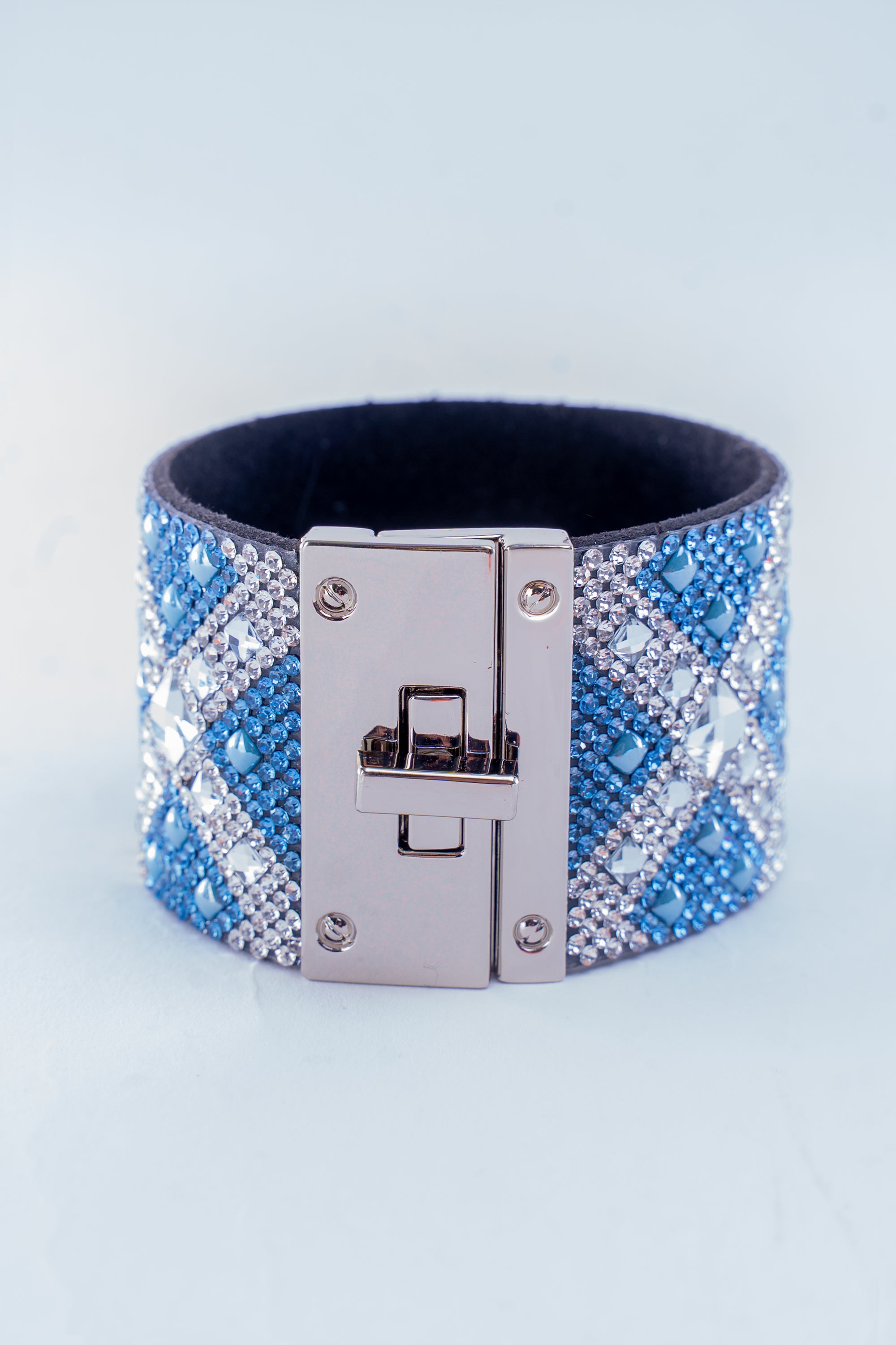 Rhinestone Covered Leather Cuff Bracelet