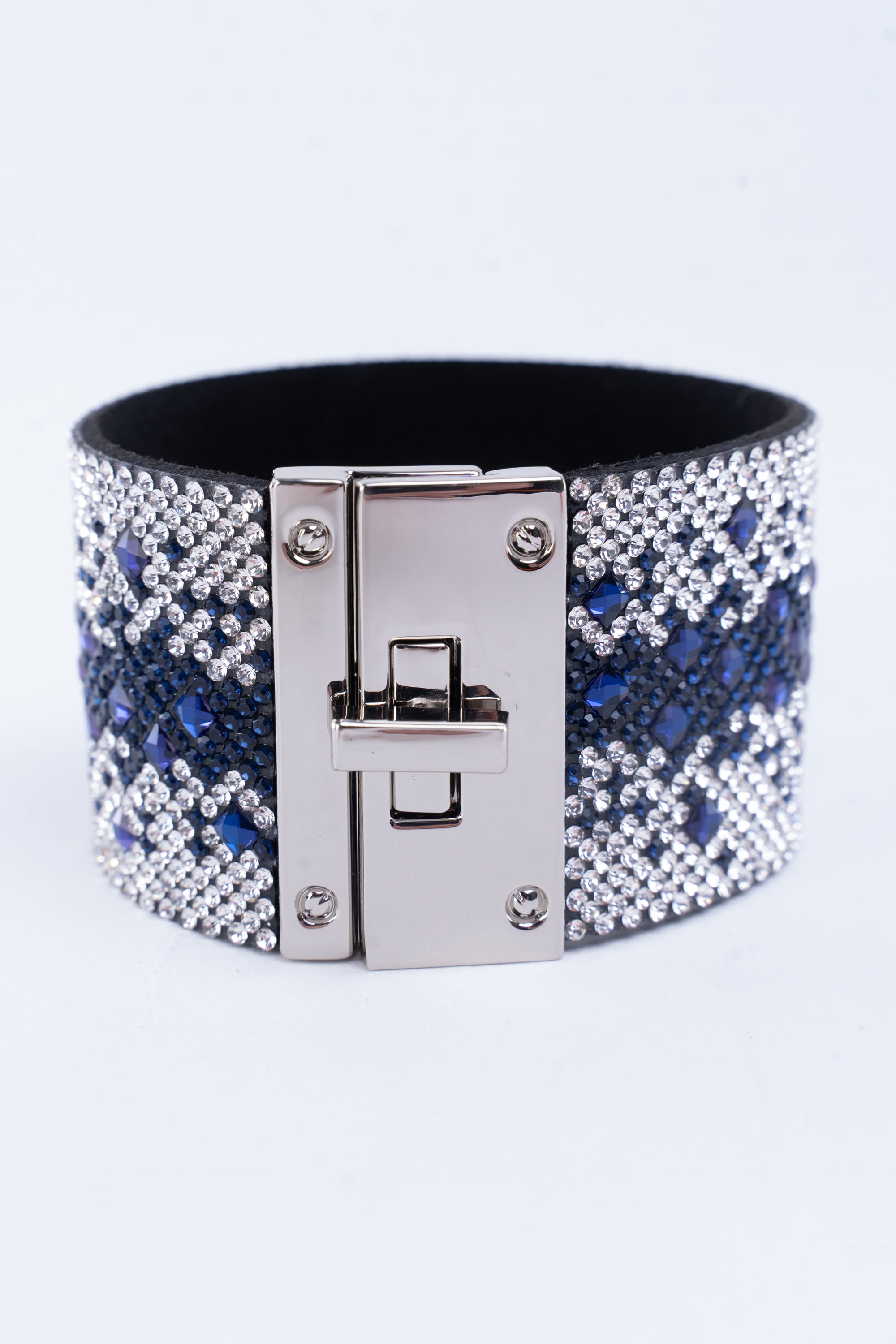 Rhinestone Covered Leather Cuff Bracelet