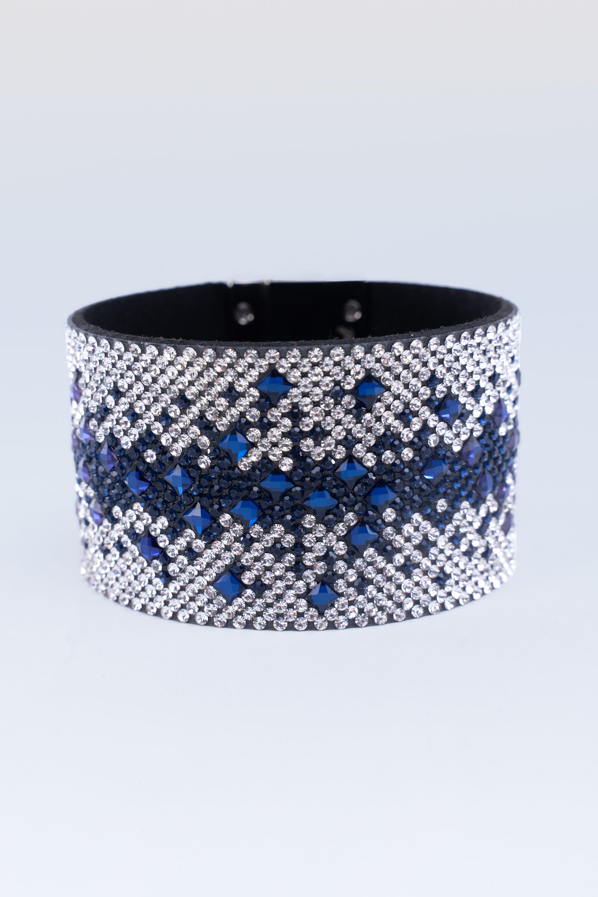 Rhinestone Covered Leather Cuff Bracelet