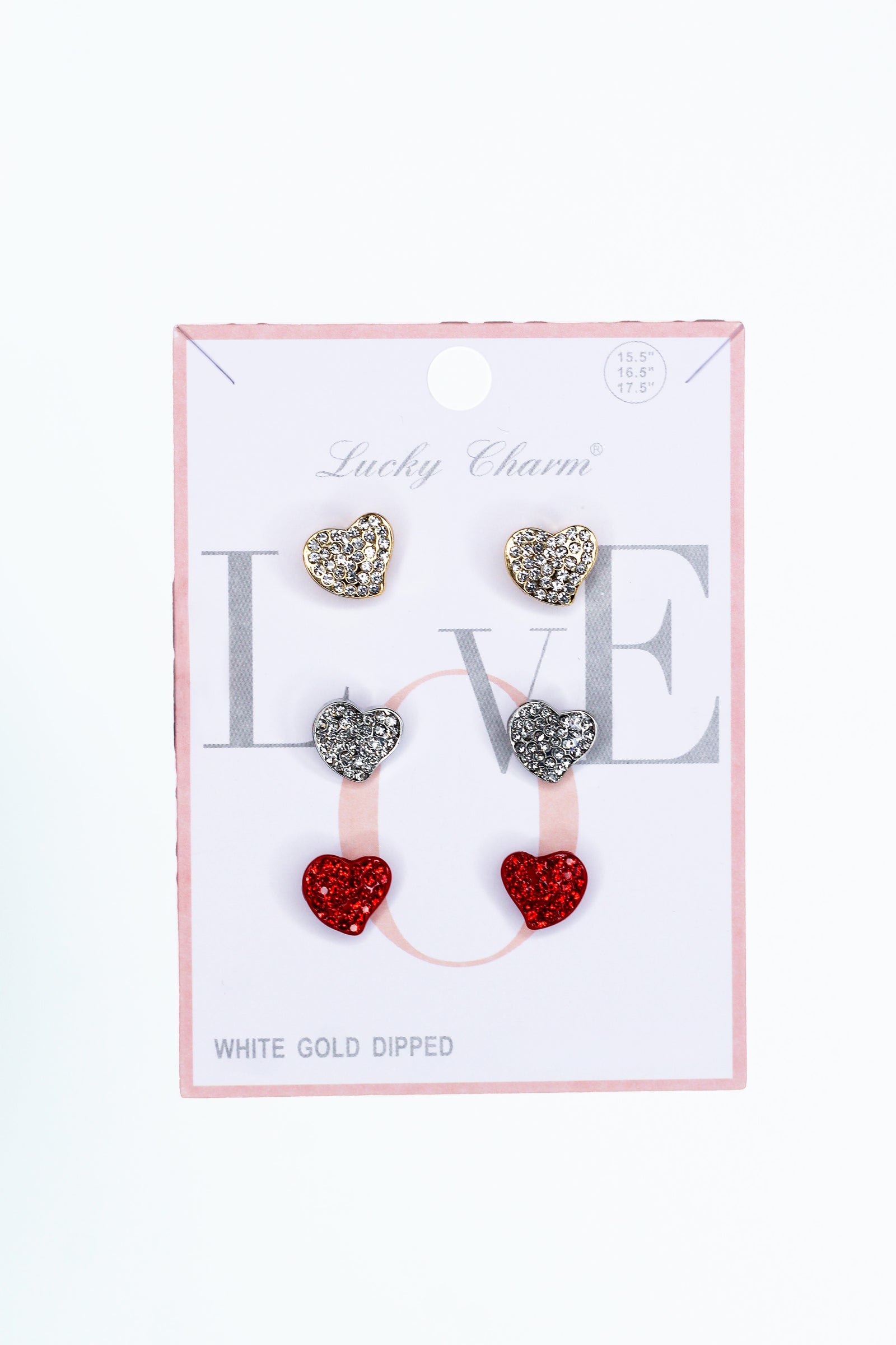 Small Pave Curved Heart Stud Earring Set