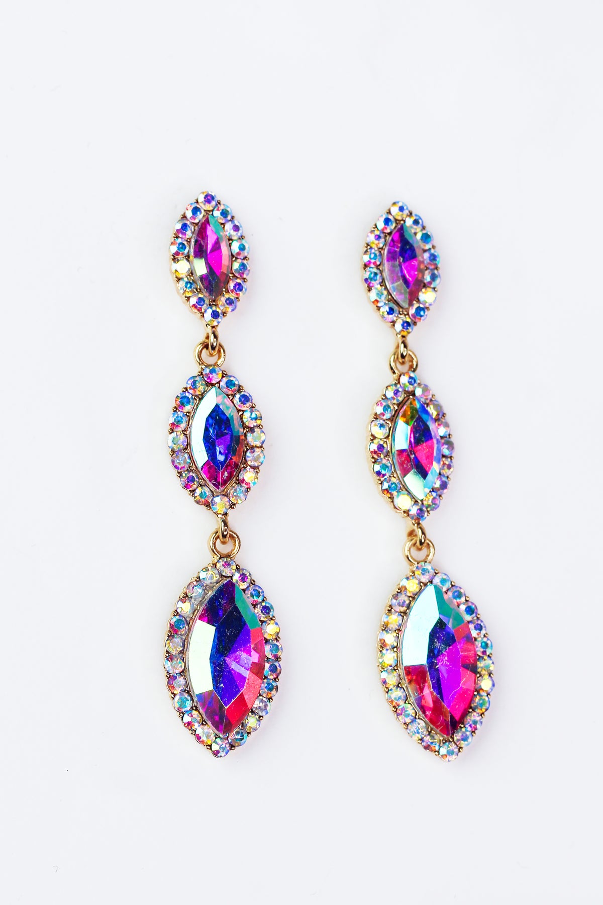 Triple Marquise Stone Drop Down Dangle Earrings