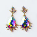 Large Teardrop Stone With Rhinestone Spiked Bottom Earring