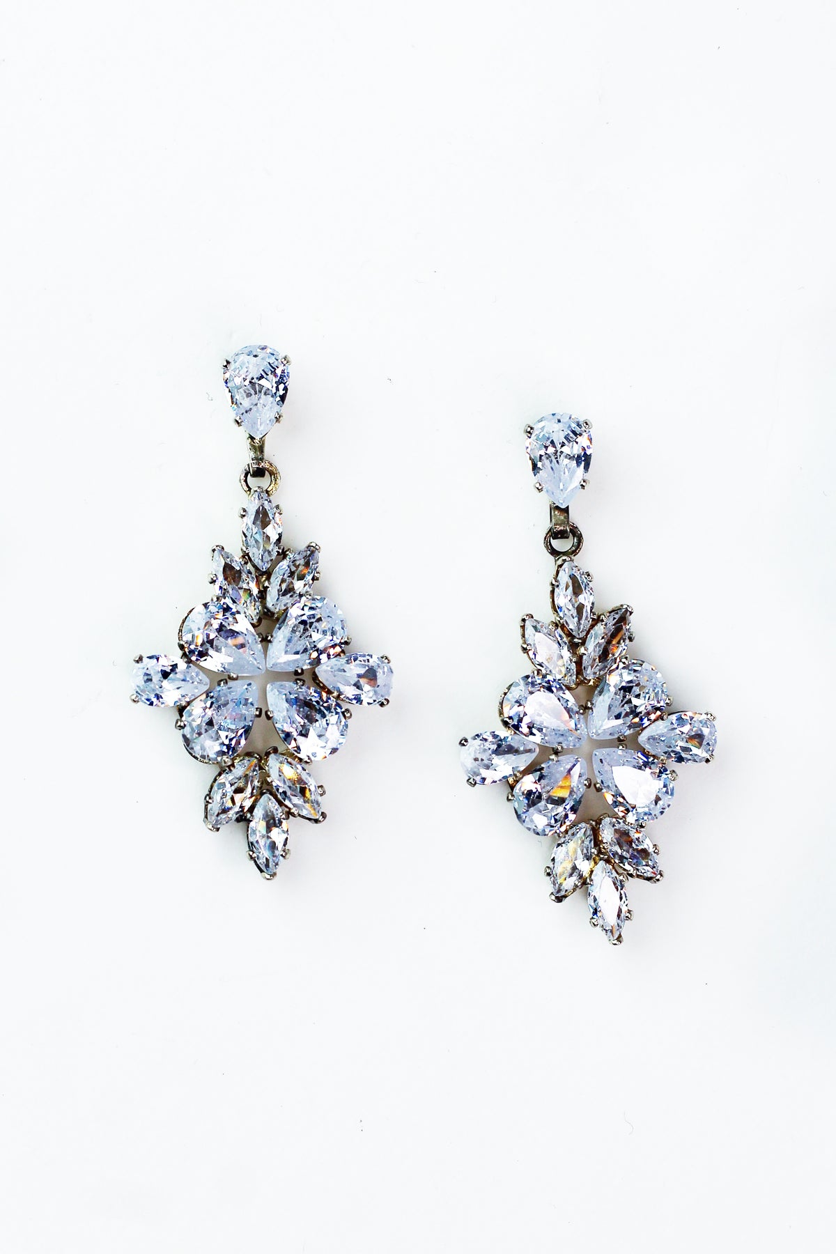 Teardrop Marquise Stone Cluster Dangle Earrings