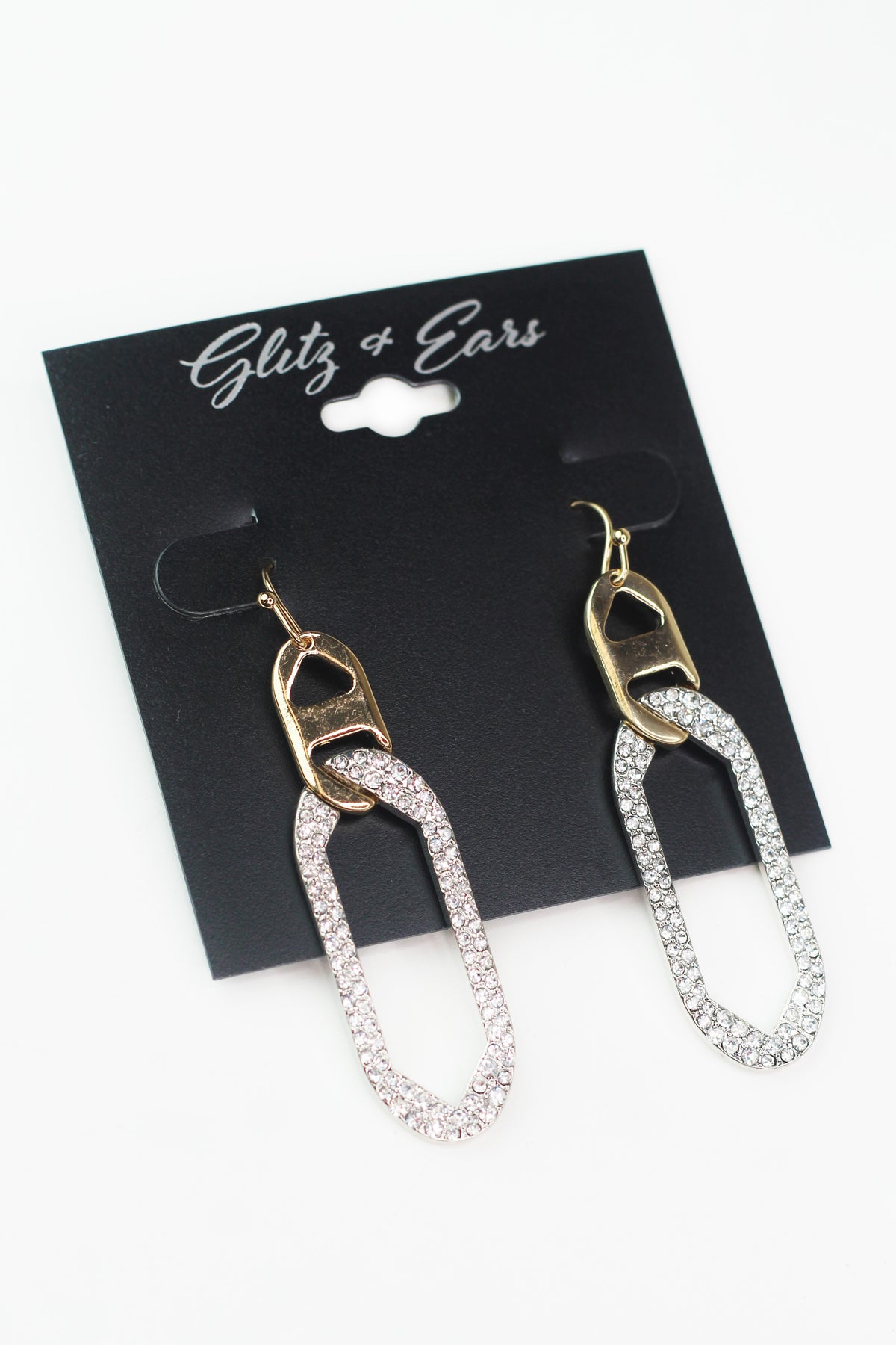 Bottle Cap Rhinestone Open Odd Shape Drop Earring