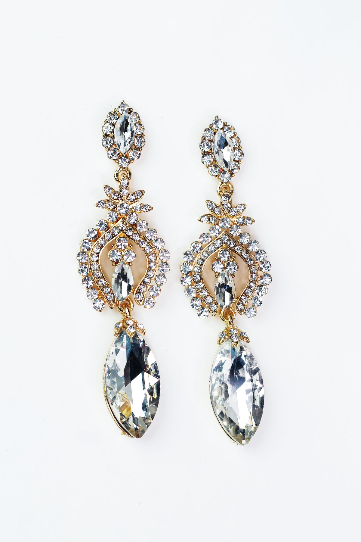 Multi Stone Embellished Floral Dangle Earrings