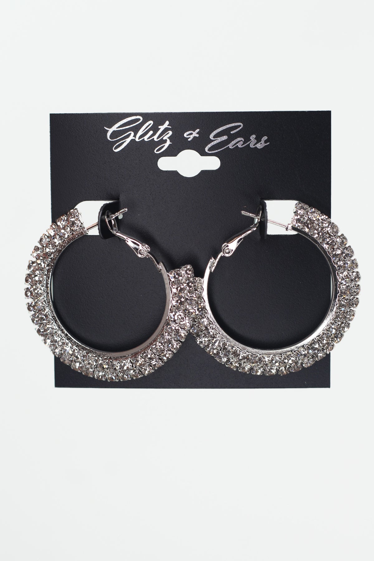 2 Row Outside Rhinestone Earrings