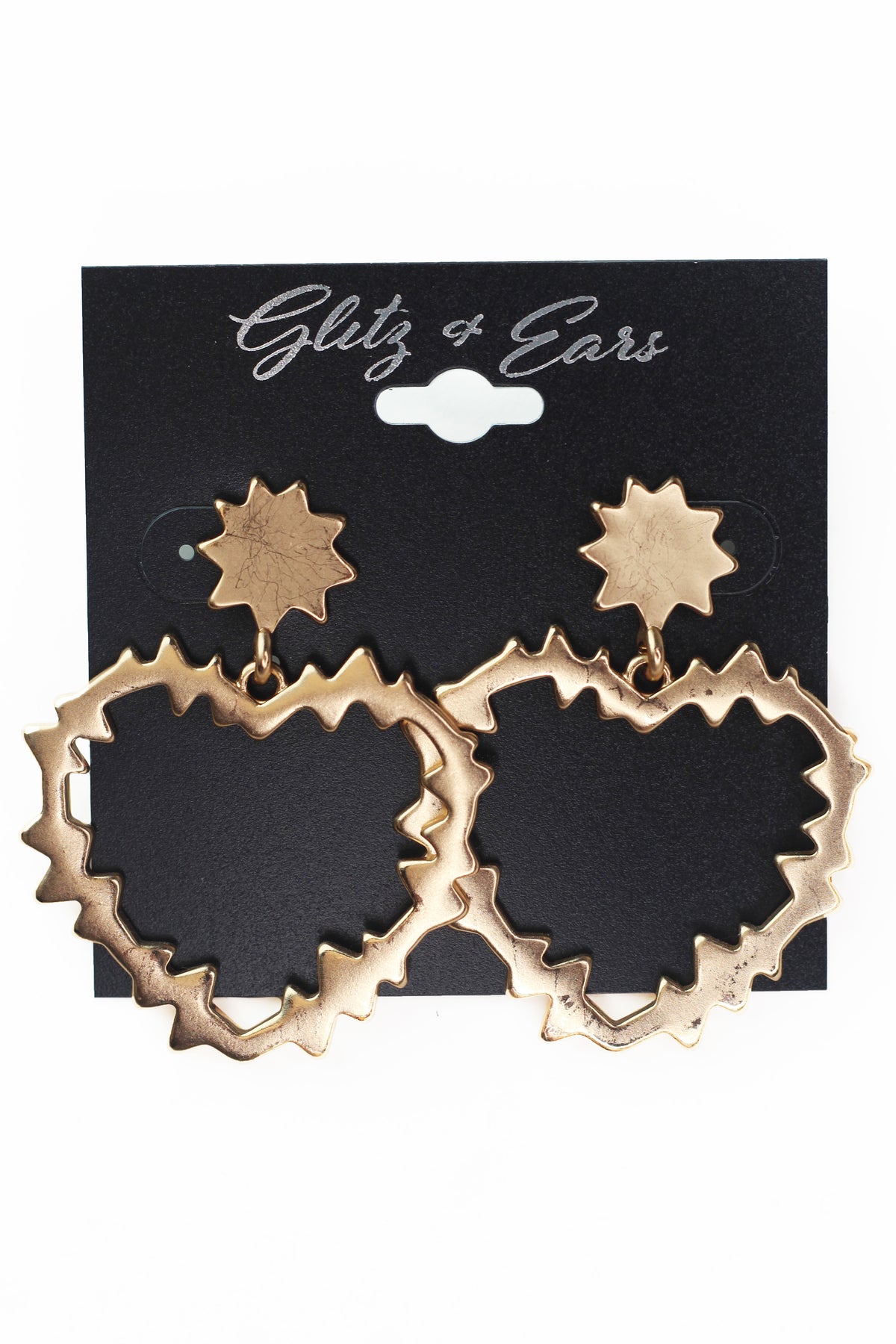 Zig Zag Heart Hoop Earrings With Star Stud