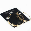Scratched Circle Open Star Hoop Earrings
