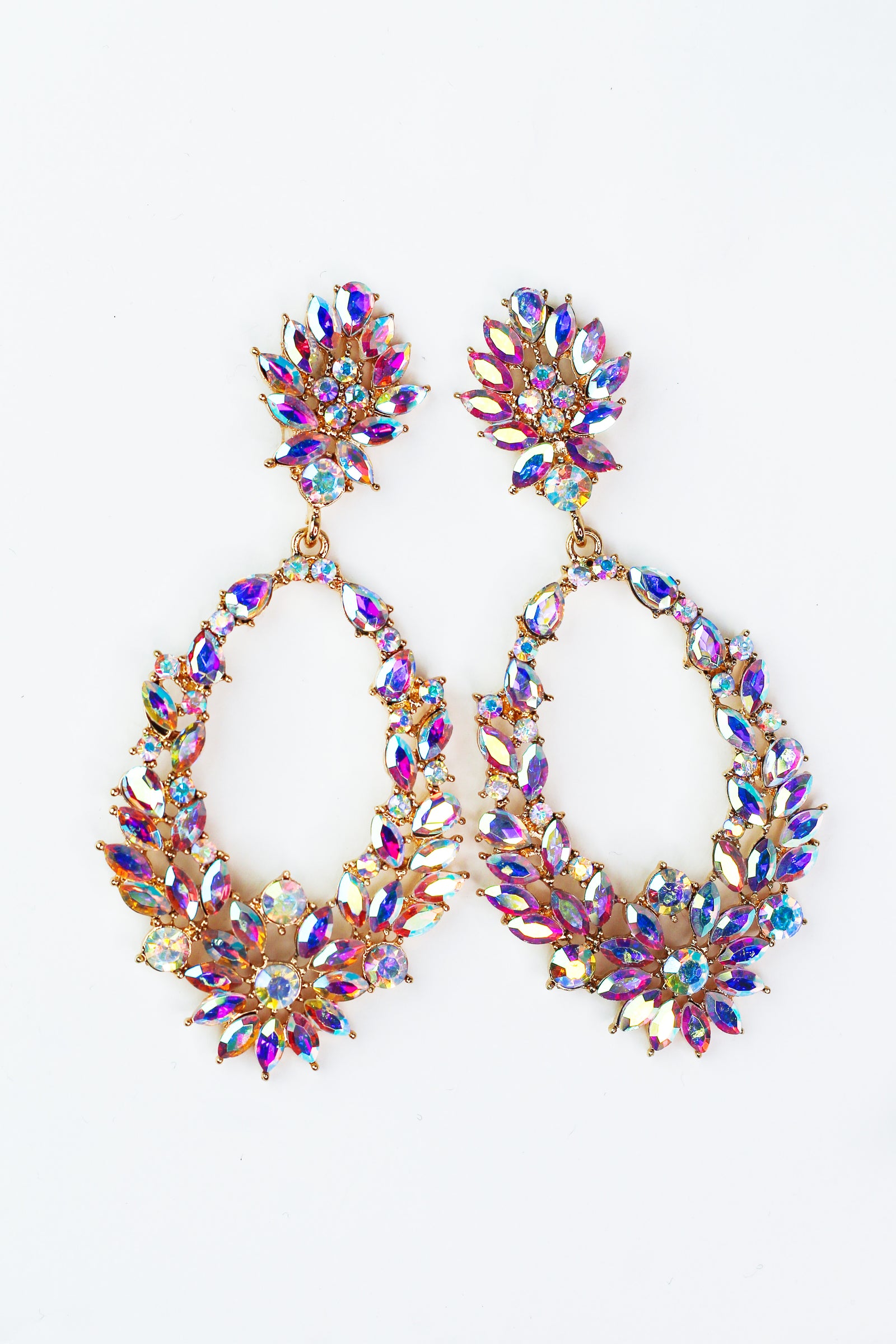 Floral Oval Dangle Earrings