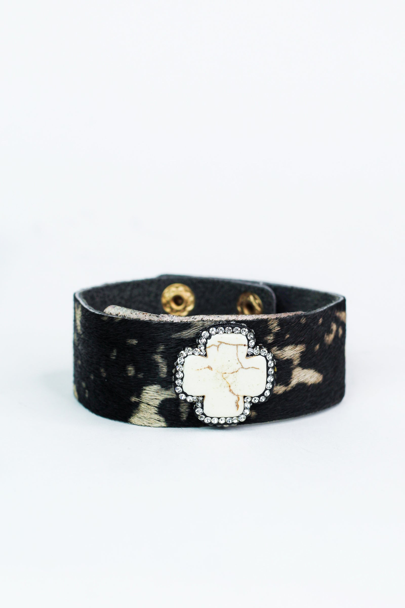 Animal Print With White Cross Bracelet