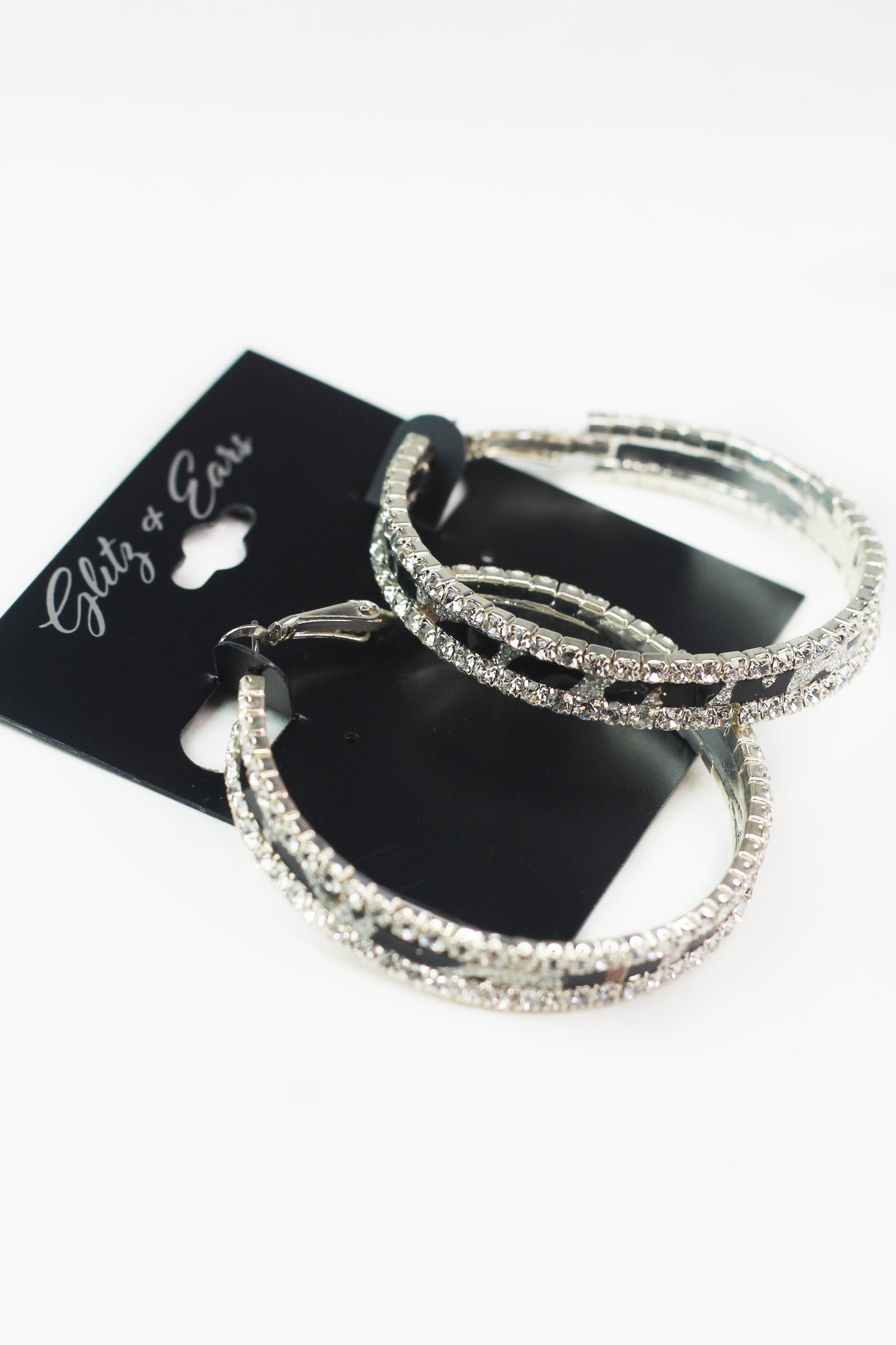 Rhinestone Leopard Glitter Hoop Earrings