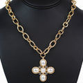 Baroque Cross & Ball Chain Necklace Set