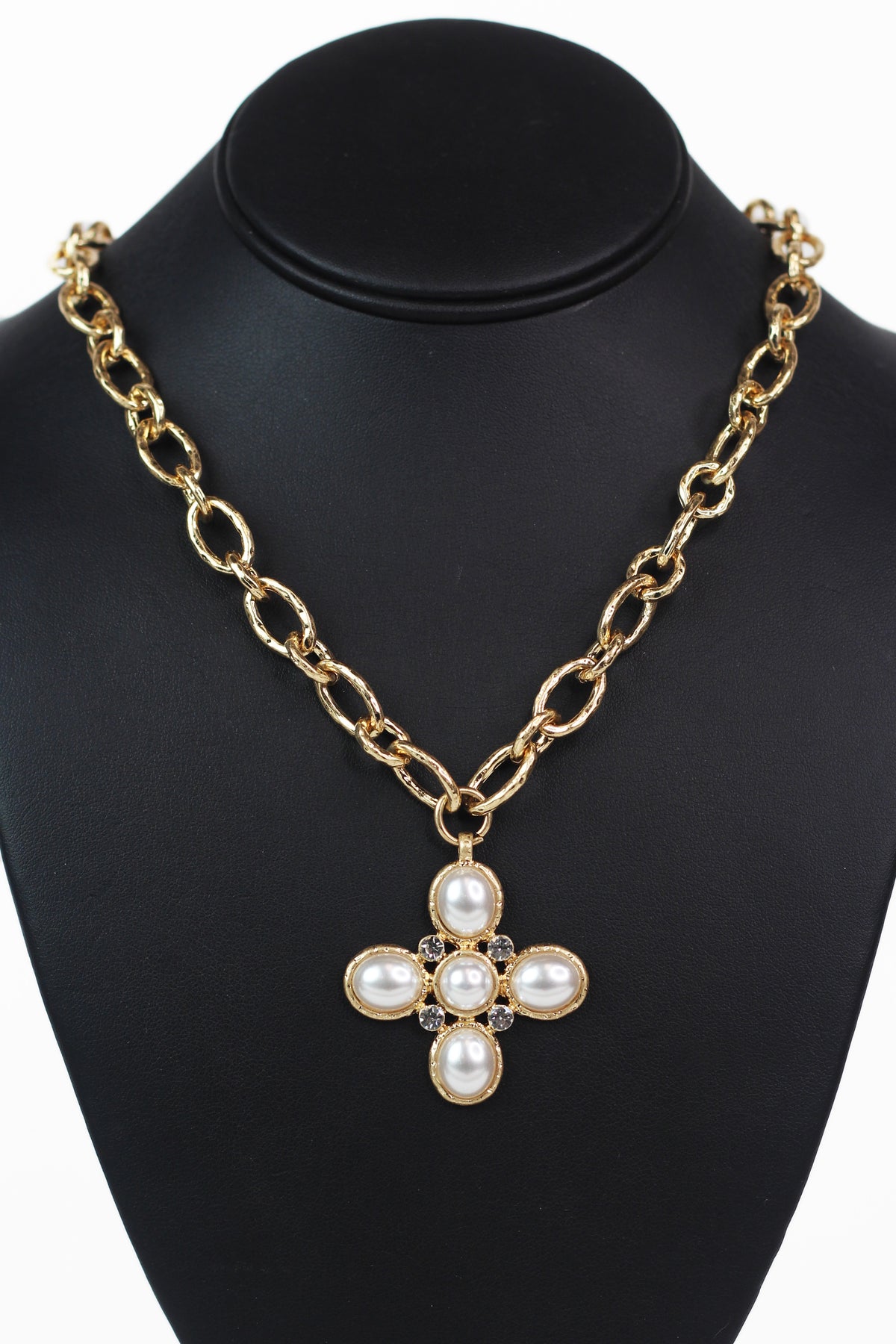 Baroque Cross &amp; Ball Chain Necklace Set