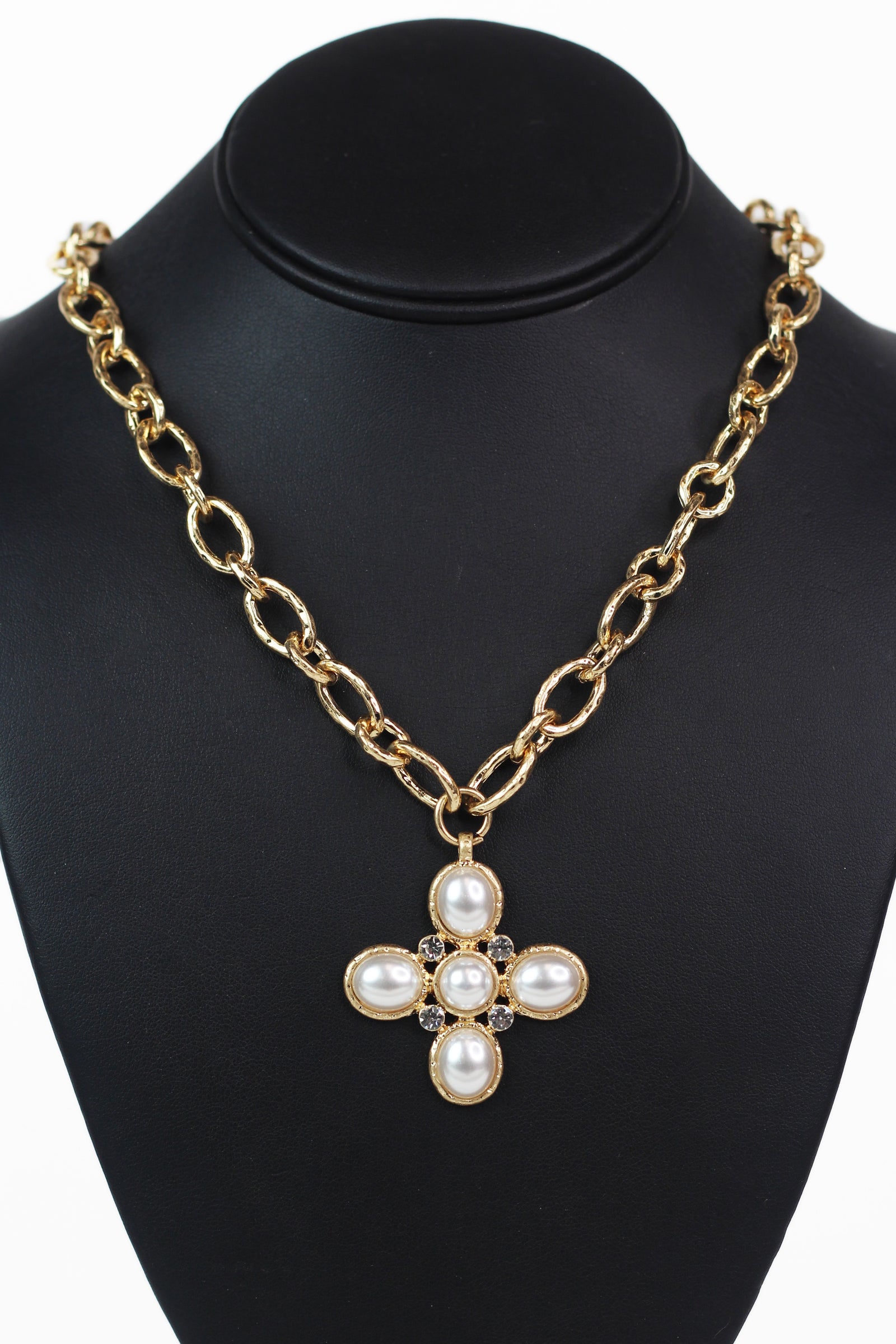 Baroque Cross & Ball Chain Necklace Set
