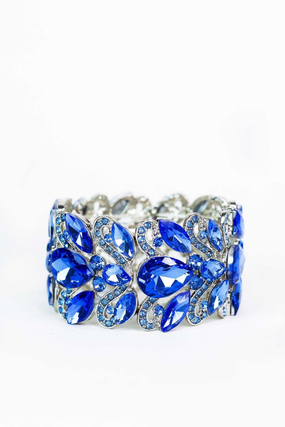 Rhinestone Swirl &amp; Teardrop Stretch Bracelet