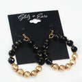 Two Tone Beaded Medium Hoop Earring