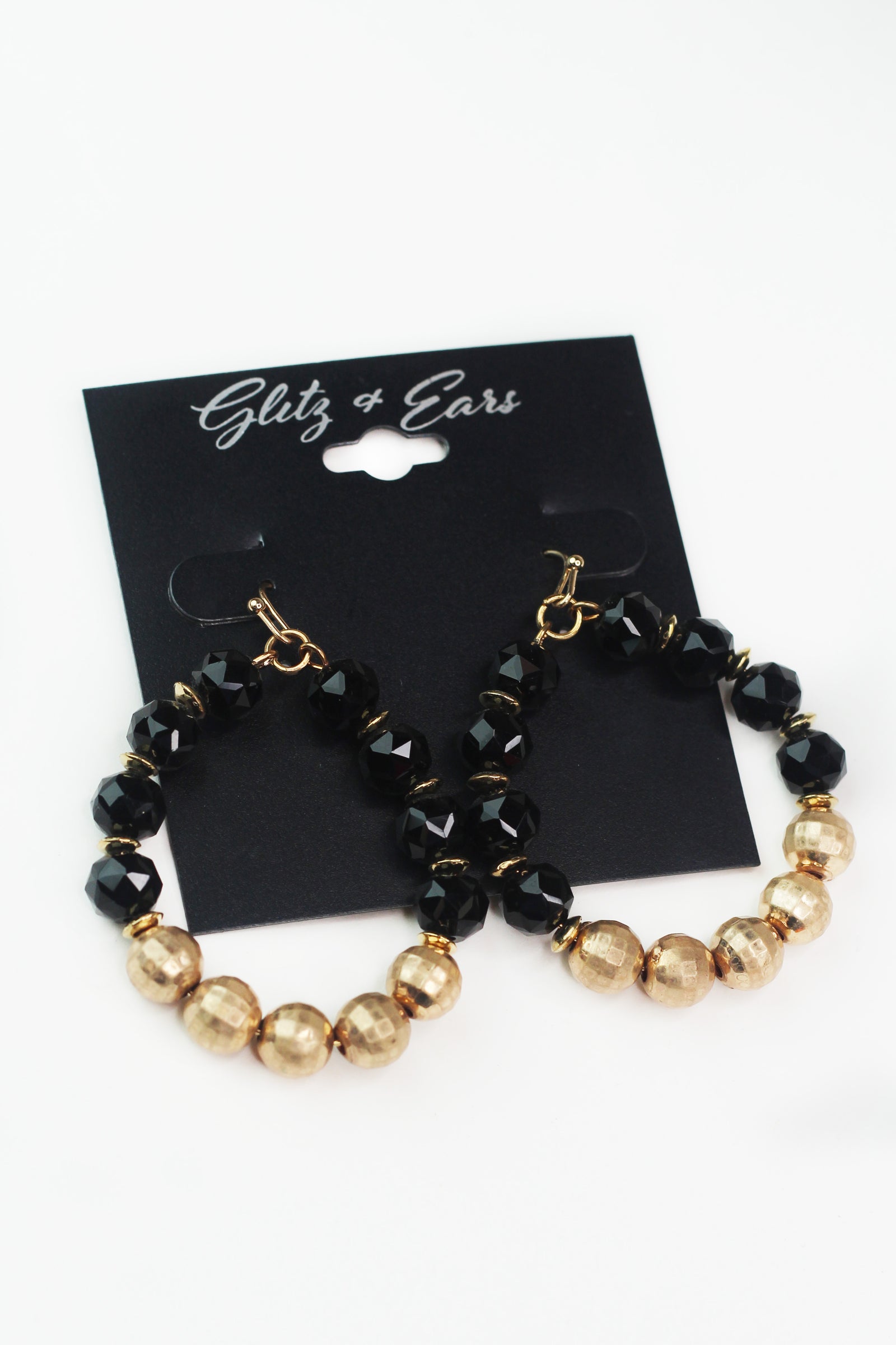 Two Tone Beaded Medium Hoop Earring