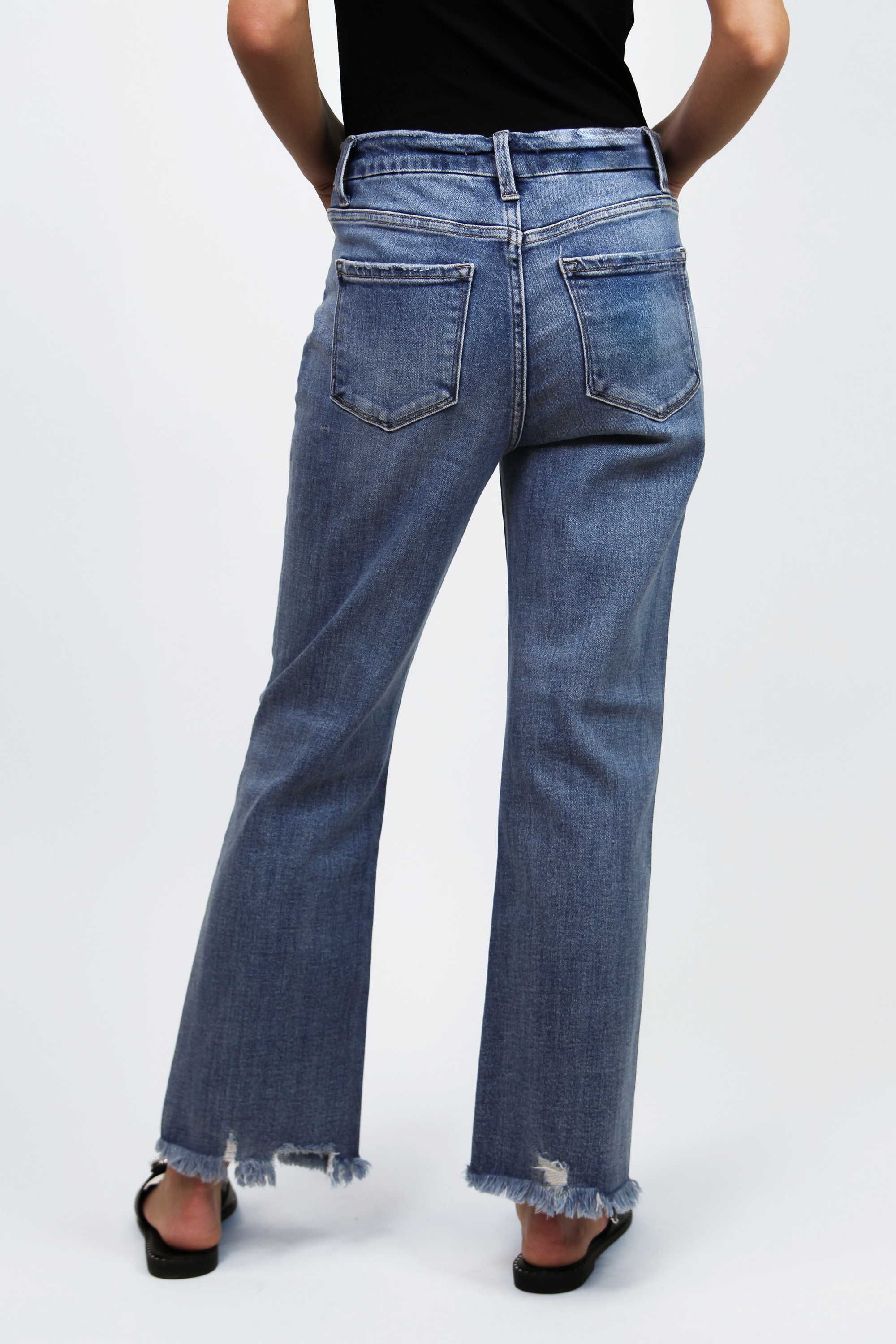 High Rise Crop Flare Raw Hem