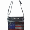 USA Flag Rhinestone Burst Messenger Bag