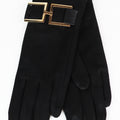Faux Suede Gloves w/ Square Buckle Trim