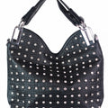 Large Rhinestone Textured Double Handle Handbag