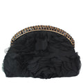 Floral 3D Fabric Clutch w/ Curved Rhinestone Closure