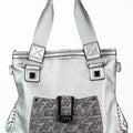 Textured Purse w/ Shimmer Snake Front Pocket & Nylon Straps