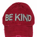 Distressed Rhinestone "BE KIND" Baseball Cap