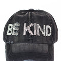 Distressed Rhinestone "BE KIND" Baseball Cap
