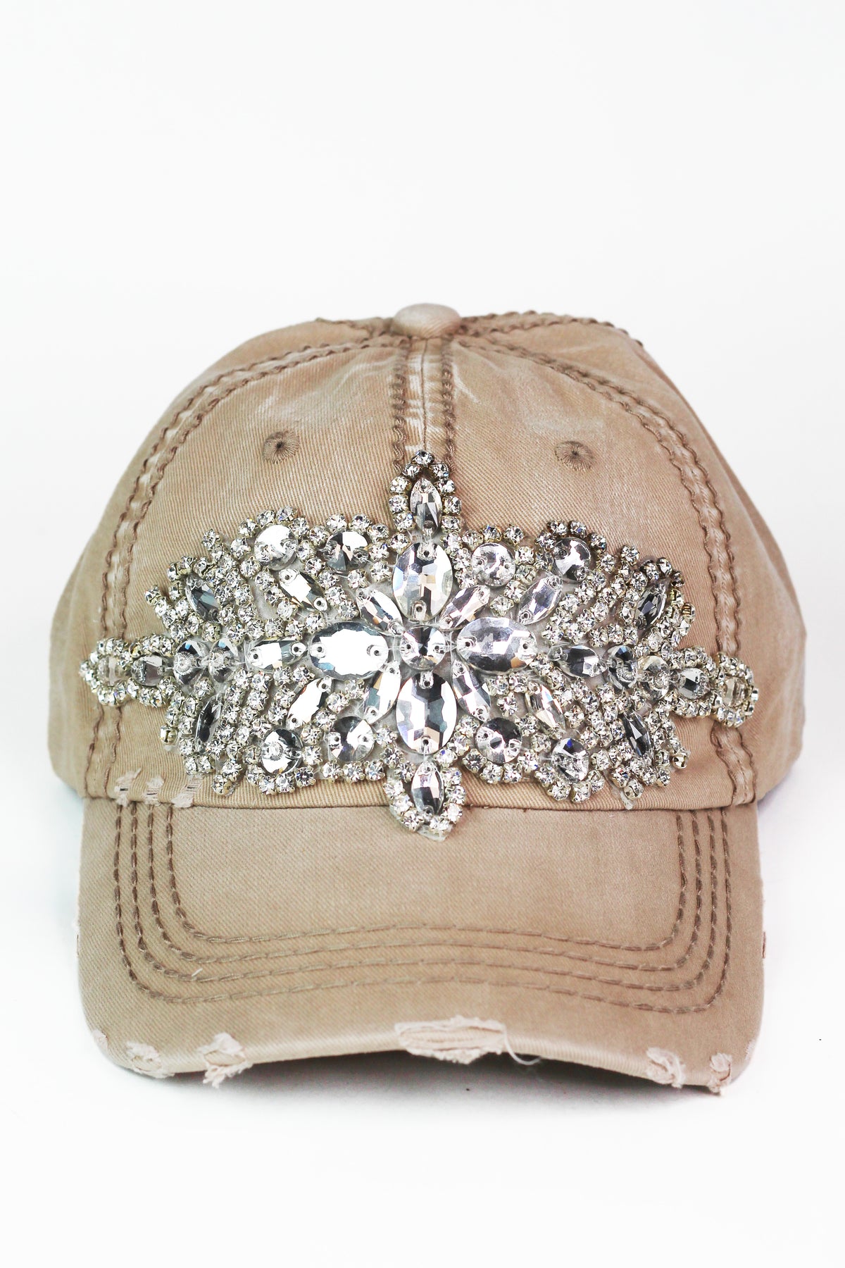 XL Brooch Distressed Baseball Cap
