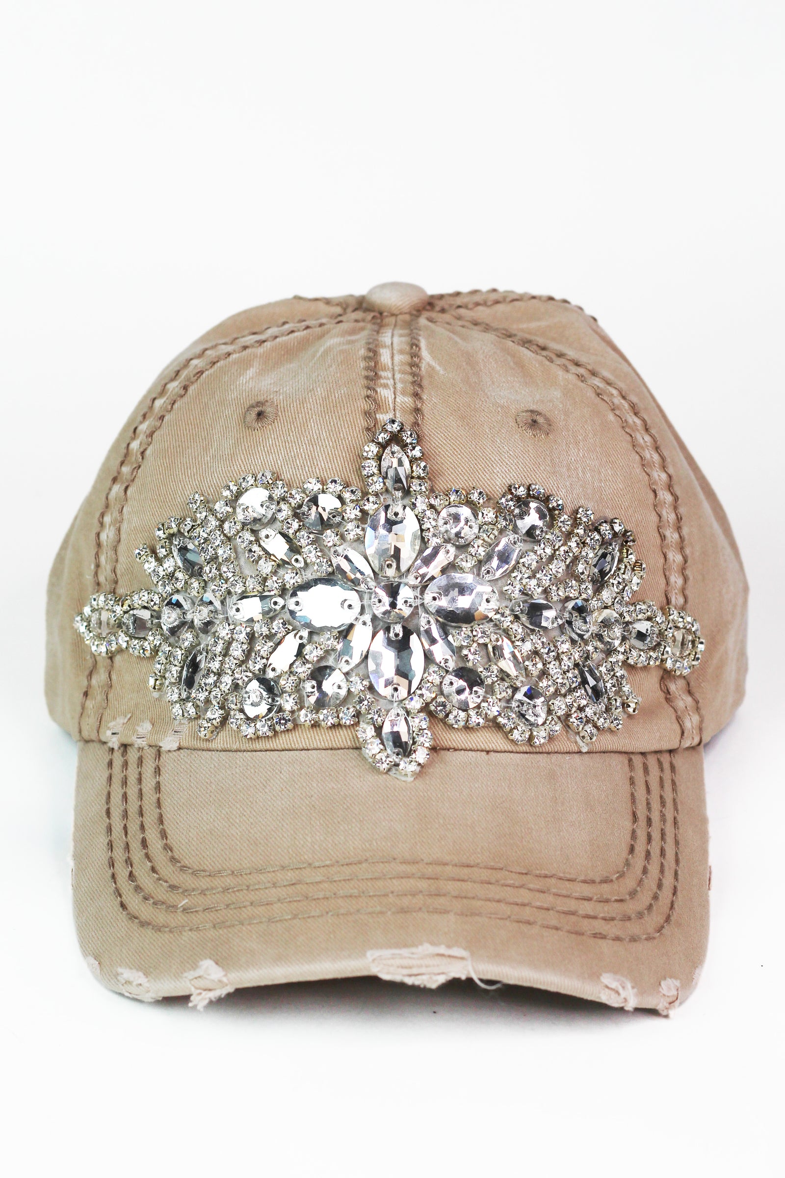 XL Brooch Distressed Baseball Cap