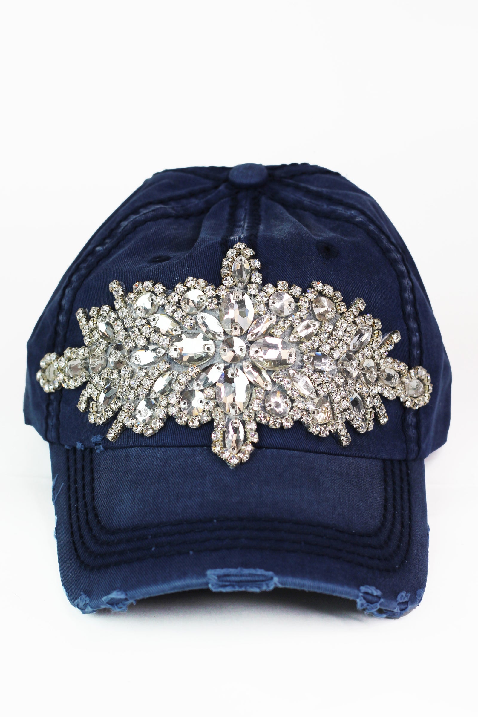 XL Brooch Distressed Baseball Cap