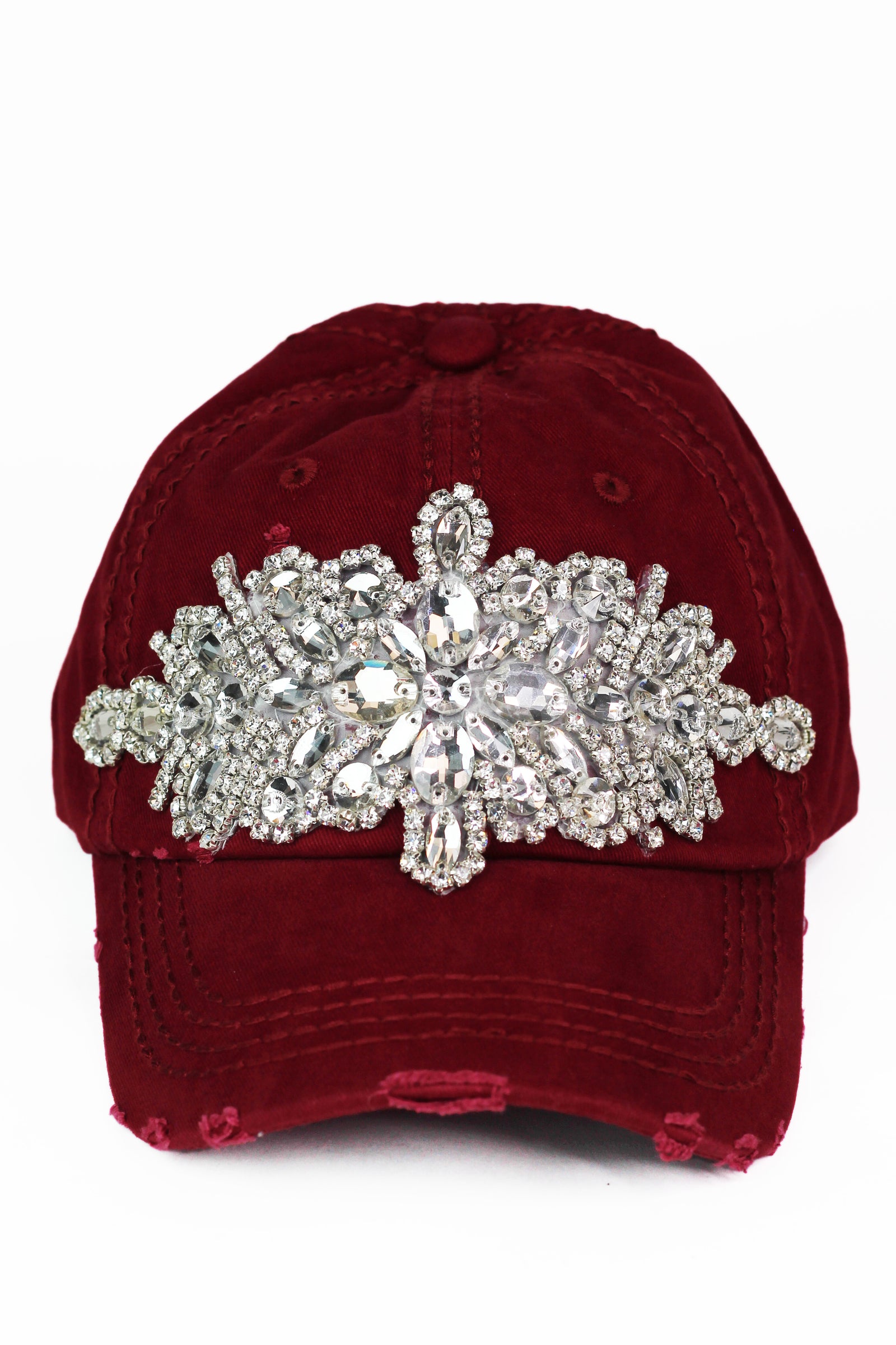 XL Brooch Distressed Baseball Cap