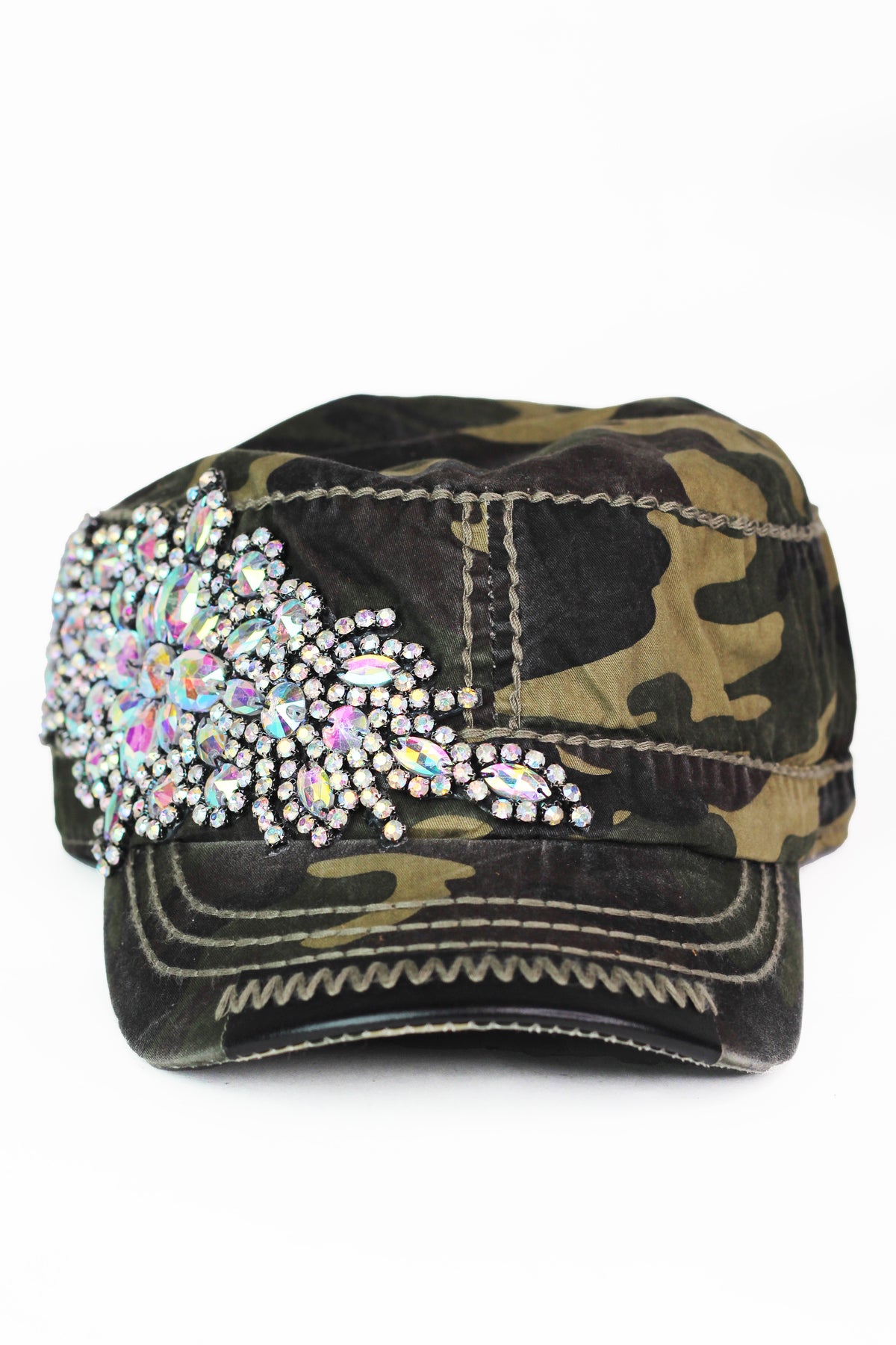 Rhinestone Side Applique Cadet Cap