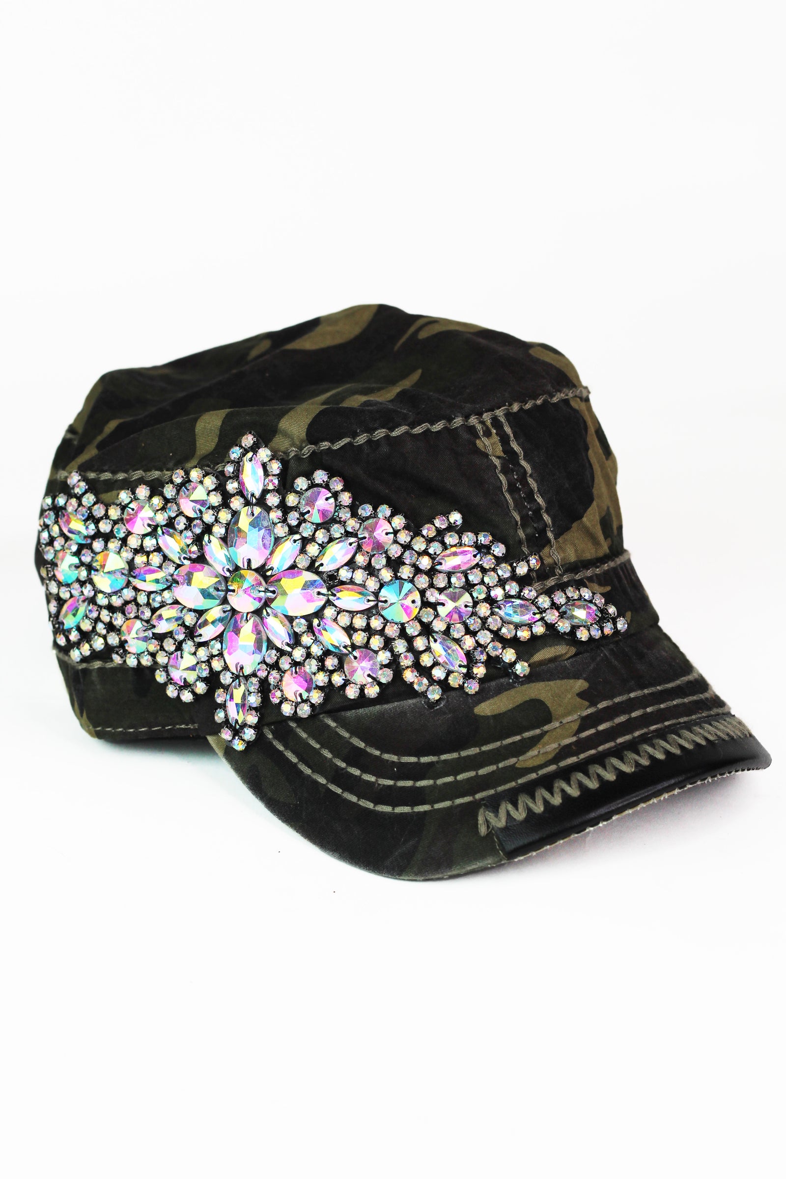 Rhinestone Side Applique Cadet Cap