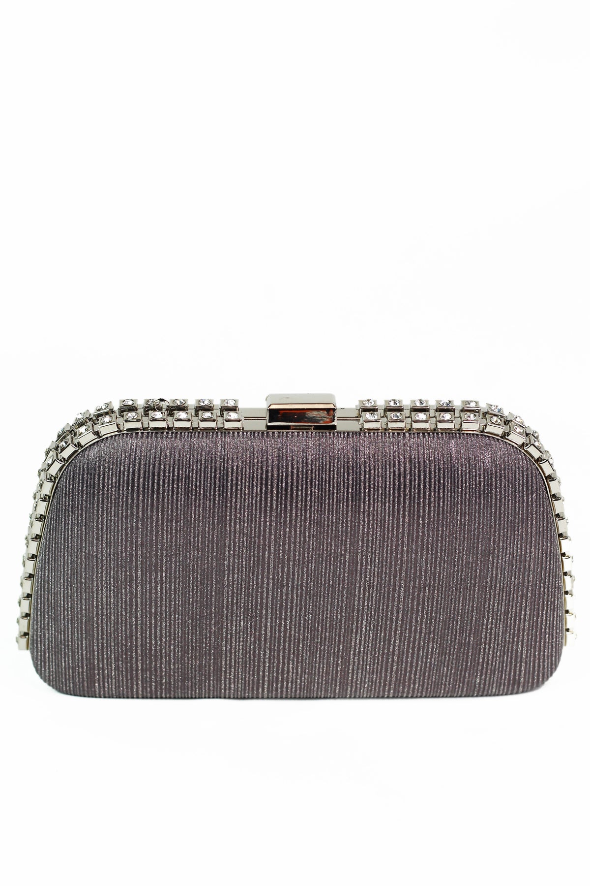 Shimmer Fabric Clutch w/ Double Rhinestone Edges