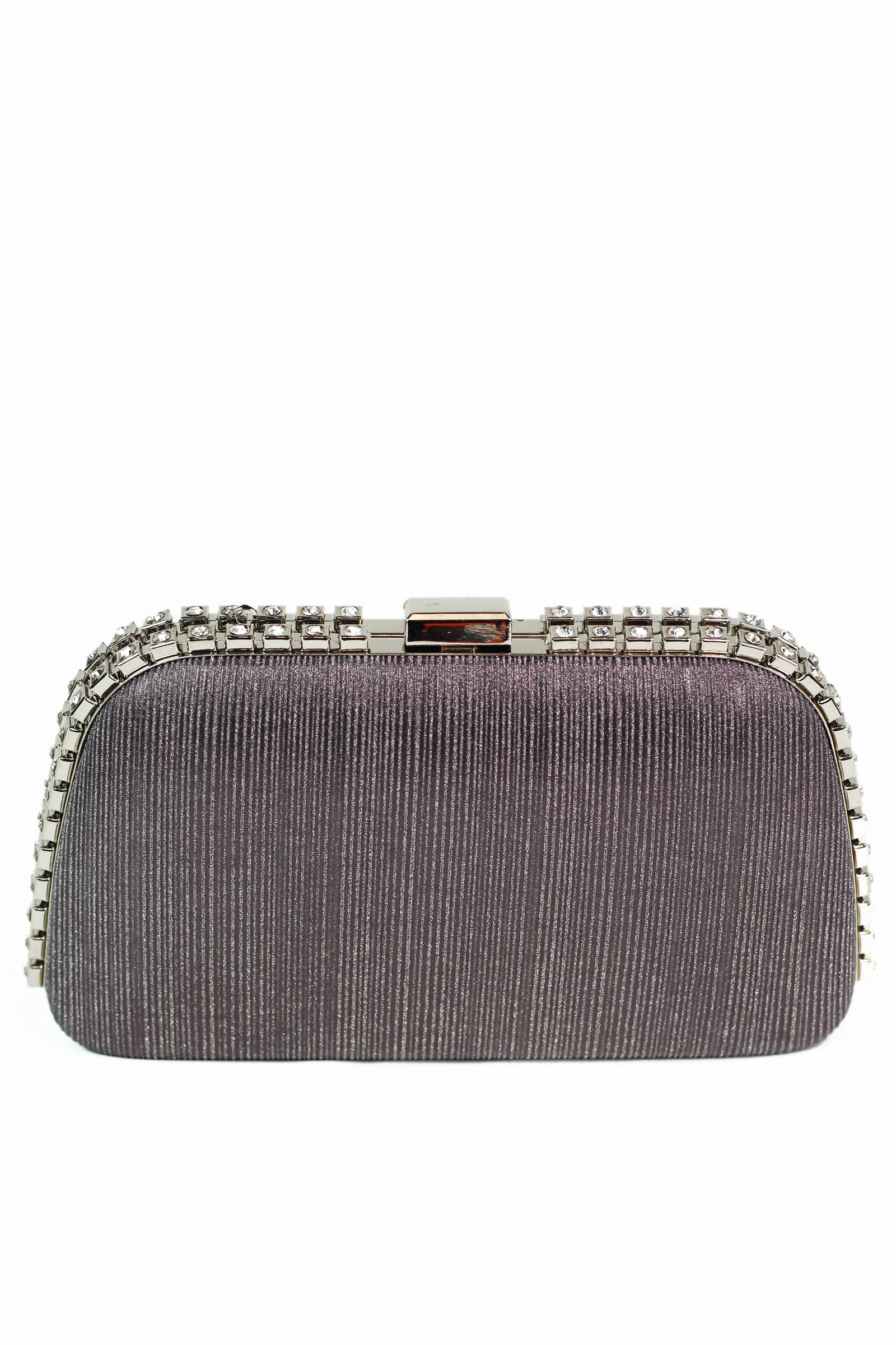 Shimmer Fabric Clutch w/ Double Rhinestone Edges