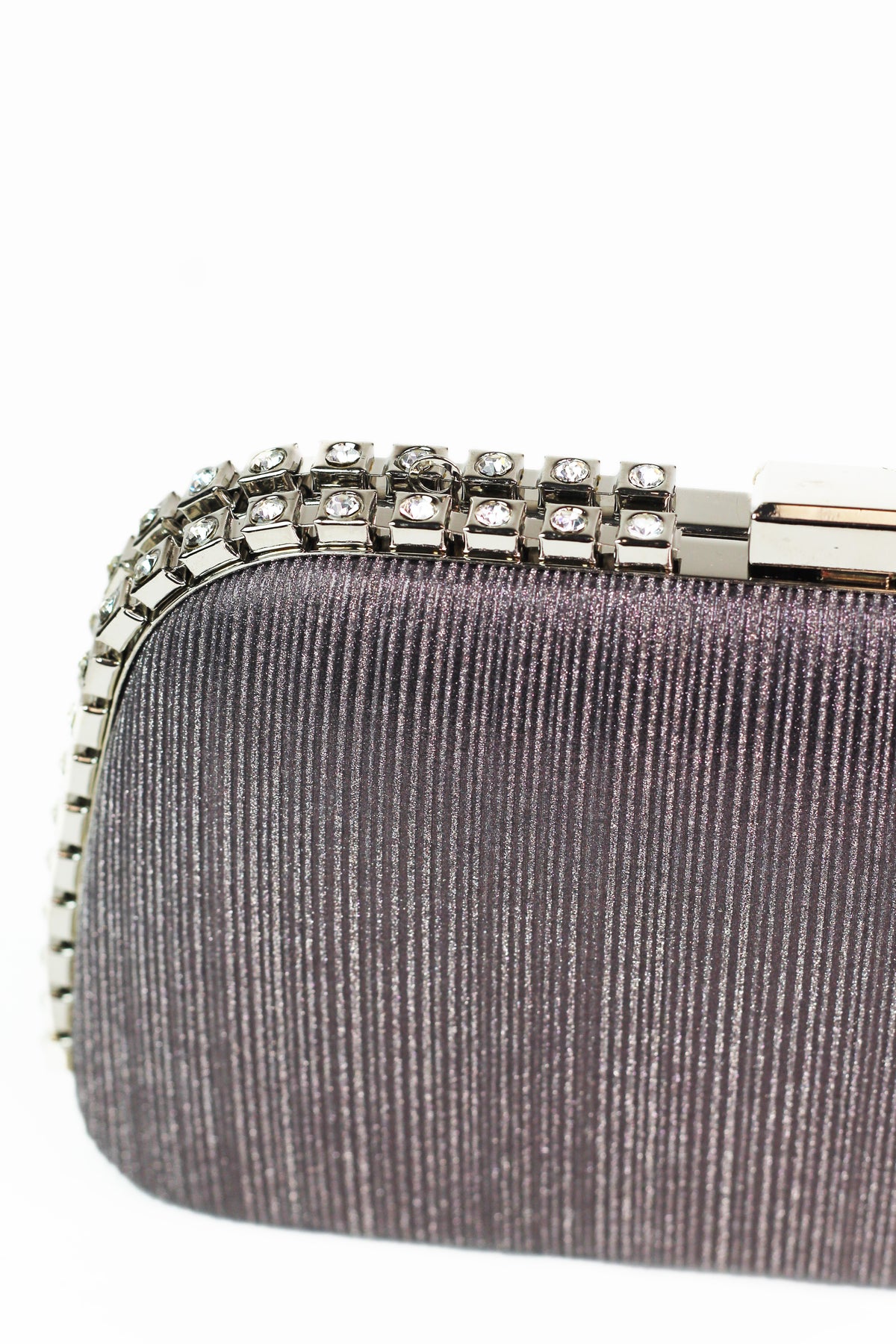 Shimmer Fabric Clutch w/ Double Rhinestone Edges
