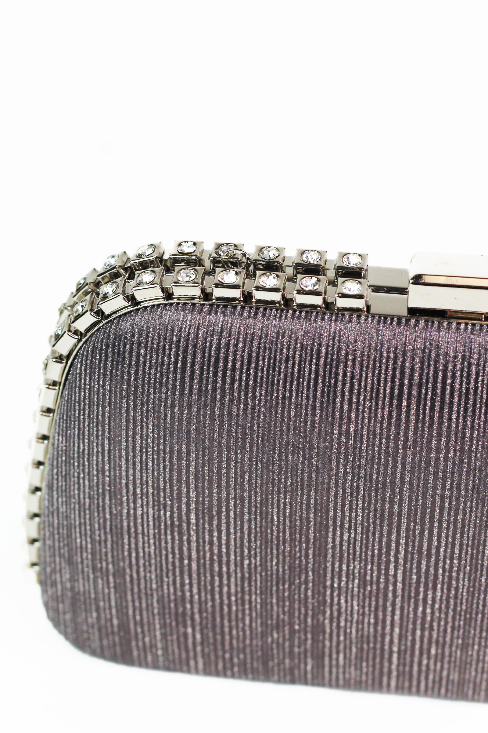Shimmer Fabric Clutch w/ Double Rhinestone Edges