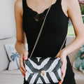Printed Vinyl Crossbody Bag w/ Chain Strap
