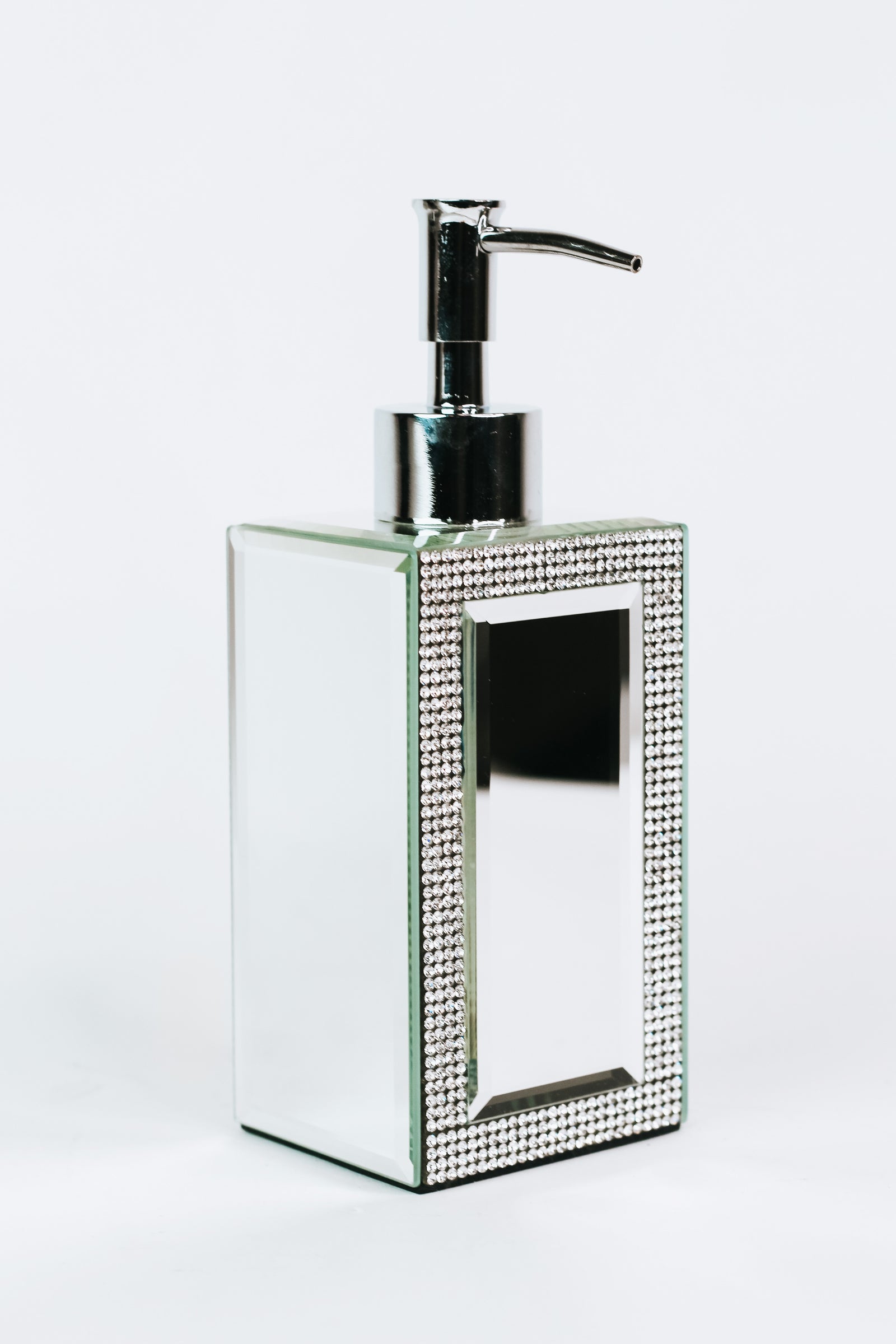 Mirror & Rhinestone Trimmed Soap Dispenser