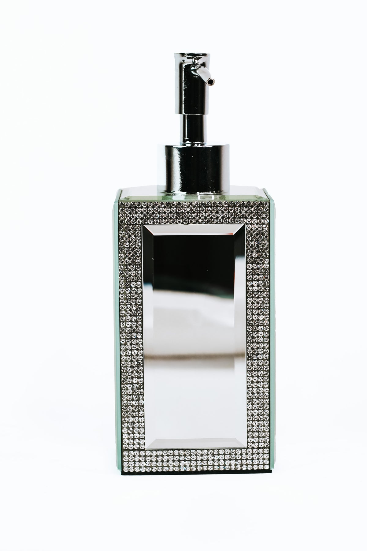 Mirror & Rhinestone Trimmed Soap Dispenser