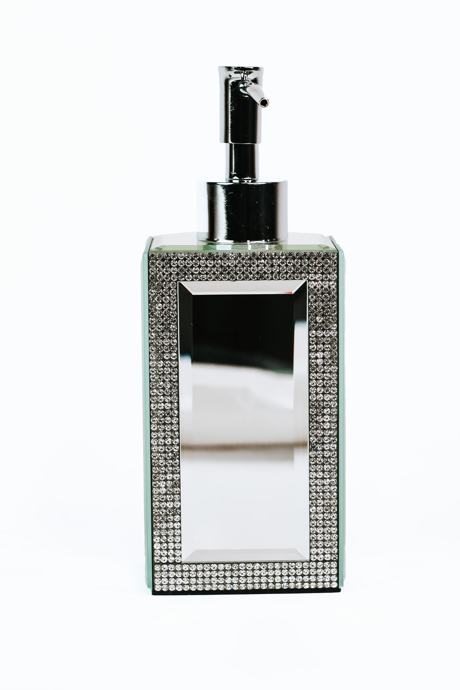 Mirror & Rhinestone Trimmed Soap Dispenser