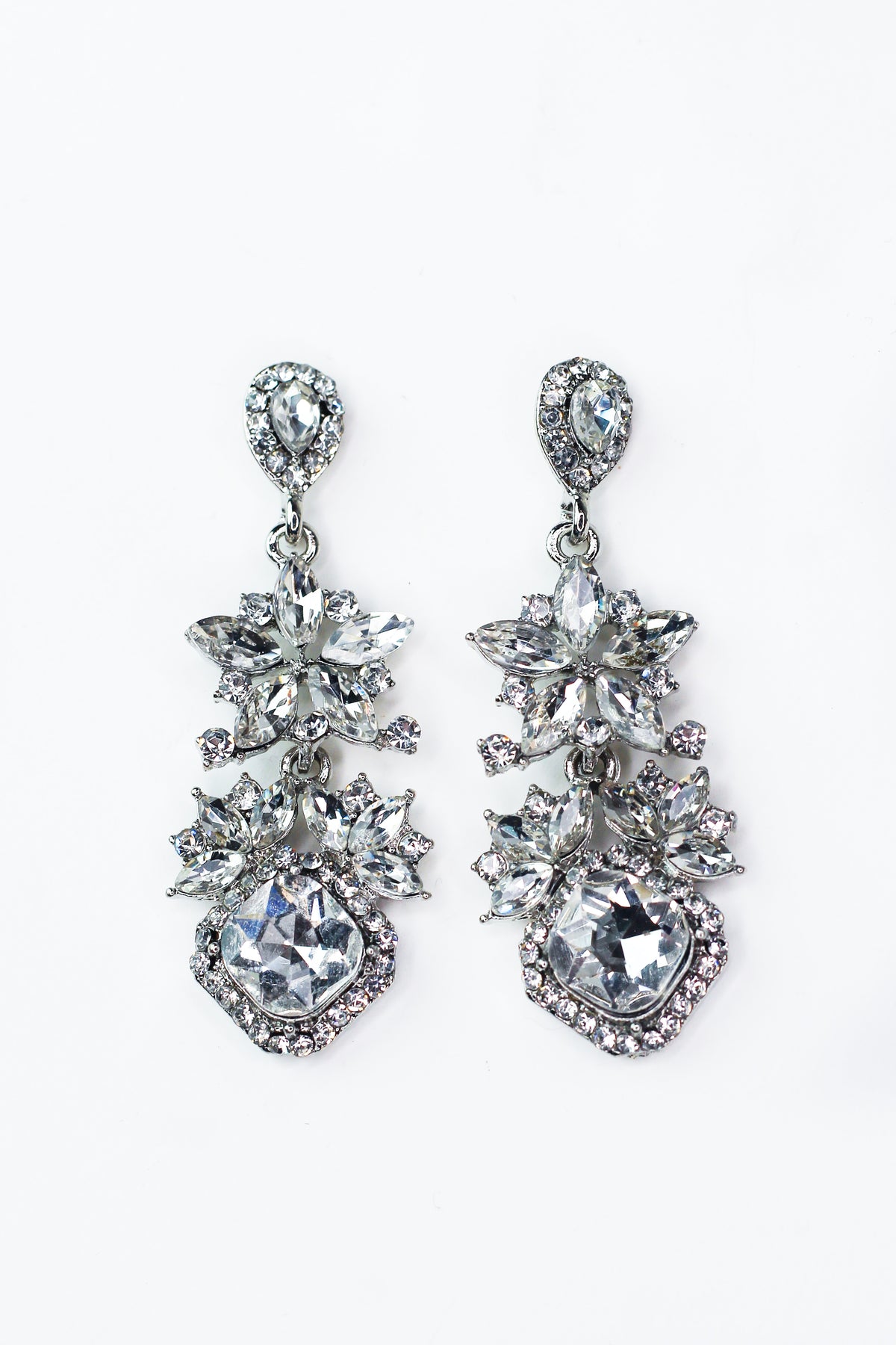Multi Stone Rhinestone Dangle Earrings