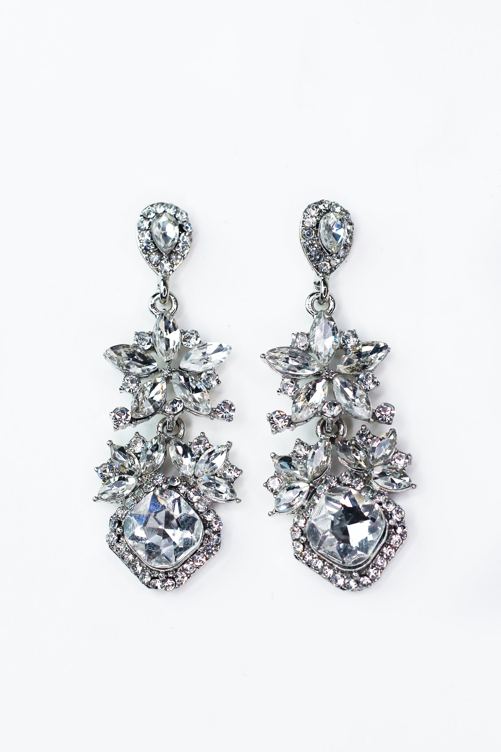 Multi Stone Rhinestone Dangle Earrings