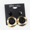Rectangle Stone Post Leather Petal Earrings
