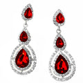 3 Teardrop 2 Rhinestone Trim Bottom Earrings